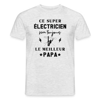 Meilleur Super Papa Électricien Vintage - T-shirt homme - gris chiné - Devant - AI Model Male 178 dark (178cm)