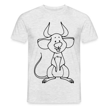 Teufelsmaus - Männer T-Shirt - Grau meliert - Vorne - AI Model Male 178 dark (178cm)