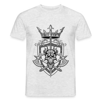 “Crowned Demon Warrior Crest” - Men's T-Shirt - heather grey - Front - AI Model Male 178 dark (178cm)