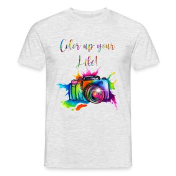 Color up your Life- Fotograf, Geschenk - Männer T-Shirt - Grau meliert - Vorne - AI Model Male 178 dark (178cm)