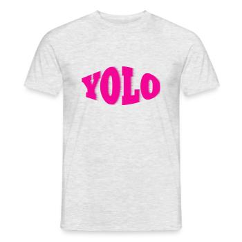 YOLO rose - T-shirt homme - gris chiné - Devant - AI Model Male 178 dark (178cm)
