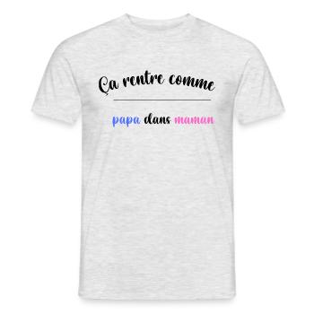 ça rentre comme papa dans maman humour beauf - T-shirt homme - gris chiné - Devant - AI Model Male 178 dark (178cm)