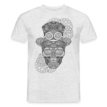 Crâne de mandala Steampunk - T-shirt homme - gris chiné - Devant - AI Model Male 178 dark (178cm)