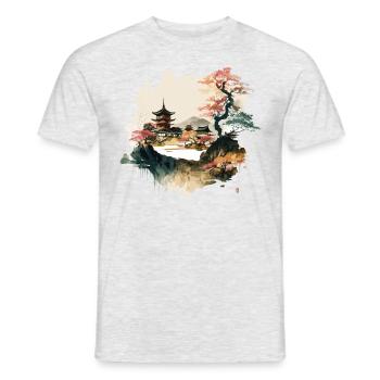 Japanisches Dorfkunstwerk - Männer T-Shirt - Grau meliert - Vorne - AI Model Male 178 dark (178cm)