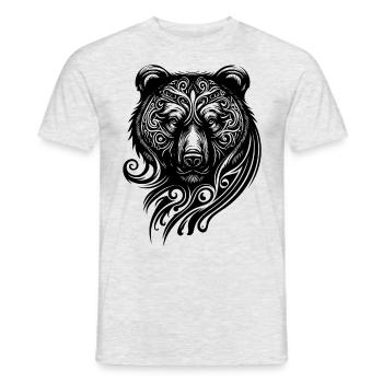 Ours Tribal Style Tatouage Animal Forêt Nordique Wilderness - T-shirt homme - gris chiné - Devant - AI Model Male 178 dark (178cm)