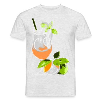 Verre à cocktail à l’orange et à la menthe - T-shirt homme - gris chiné - Devant - AI Model Male 178 dark (178cm)