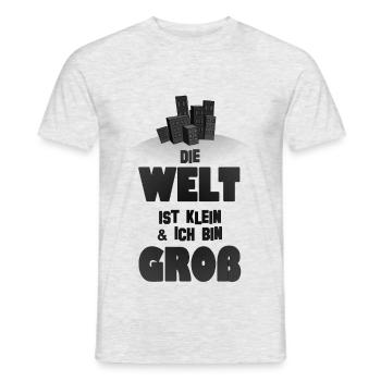 Die Welt ist klein und ich bin groß - Männer T-Shirt - Grau meliert - Vorne - AI Model Male 178 dark (178cm)