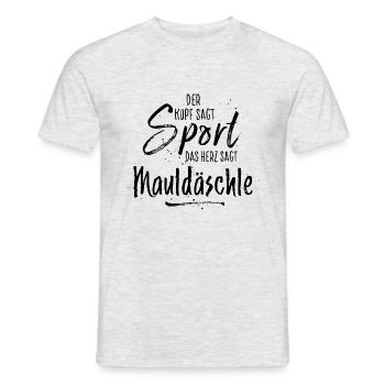 mauldäschle schwarz - Männer T-Shirt - Grau meliert - Vorne - AI Model Male 178 dark (178cm)