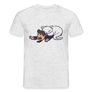 Cuddly cat - Men's T-Shirt - heather grey - Front - AI Model Male 178 dark (178cm)