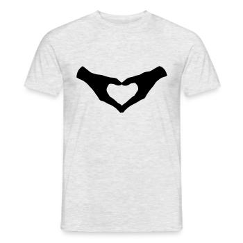 Herz Hände / Hand Heart 2 - Männer T-Shirt - Grau meliert - Vorne - AI Model Male 178 dark (178cm)