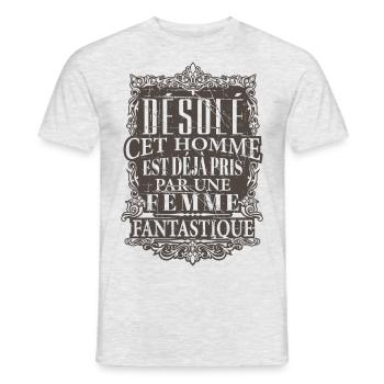"Une femme fantastique" - T-shirt homme - gris chiné - Devant - AI Model Male 178 dark (178cm)