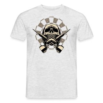 Dart Skull 2 - Dart T-Shirts RAHMENLOS - Sport - Männer T-Shirt - Grau meliert - Vorne - AI Model Male 178 dark (178cm)