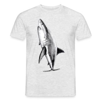 Great white shark - Men's T-Shirt - heather grey - Front - AI Model Male 178 dark (178cm)