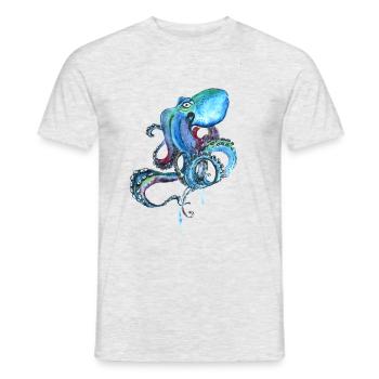 kraake oktopus tentakal illu fisch tintenfisch ora - T-shirt homme - gris chiné - Devant - AI Model Male 178 dark (178cm)