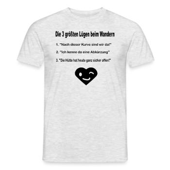 Lügen beim wandern, lustige Wander Sprüche - Männer T-Shirt - Grau meliert - Vorne - AI Model Male 178 dark (178cm)