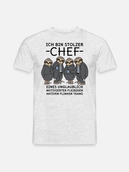 Stolzer Chef unglaublich fleißiges Team Faultiere - Männer T-Shirt - Grau meliert