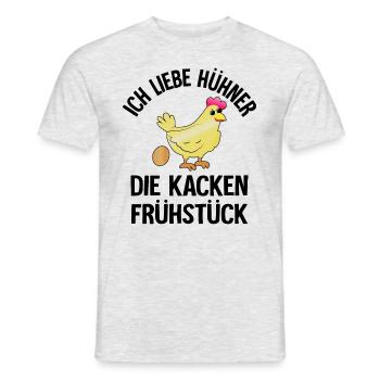 Ich liebe Hühner - Die kacken Frühstück - Männer T-Shirt - Grau meliert - Vorne - AI Model Male 178 dark (178cm)