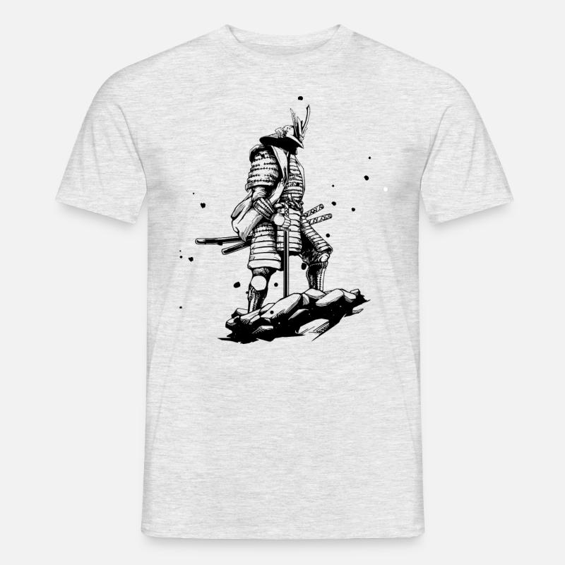 Krieger von Japan Samurai Geschenk Mann und Kinder - Männer T-Shirt - Grau meliert