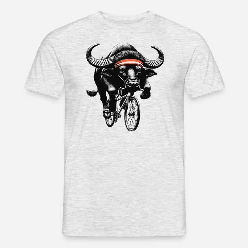 Radfahrender Büffel - Männer T-Shirt - Grau meliert