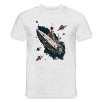 Starship Adventure In The Far Reaches Of Space - Men's T-Shirt - heather grey - Front - AI Model Male 178 dark (178cm)