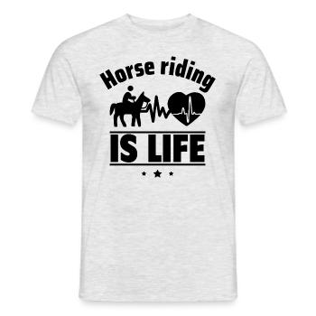 Reiten ist das Leben - Männer T-Shirt - Grau meliert - Vorne - AI Model Male 178 dark (178cm)