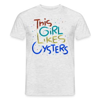 Fruits de mer drôle disant fille aime les huîtres - T-shirt homme - gris chiné - Devant - AI Model Male 178 dark (178cm)
