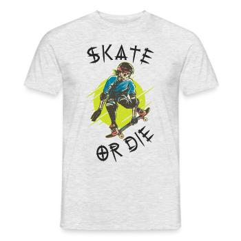 Skate or die Skeleton Skateboarder - Men's T-Shirt - heather grey - Front - AI Model Male 178 dark (178cm)