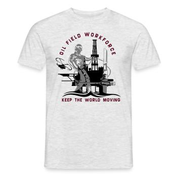 Oil Rig Oil Field North Sea Keep The World Movng - Men's T-Shirt - heather grey - Front - AI Model Male 178 dark (178cm)