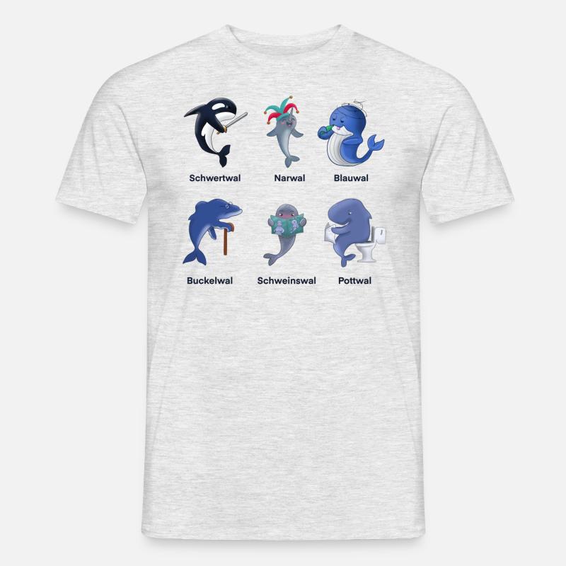 Wal Wale als lustiger Comic - Männer T-Shirt - Grau meliert
