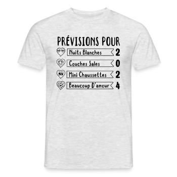 Prévisions pour 2024,future mama,futur papa,papa - T-shirt homme - gris chiné - Devant - AI Model Male 178 dark (178cm)