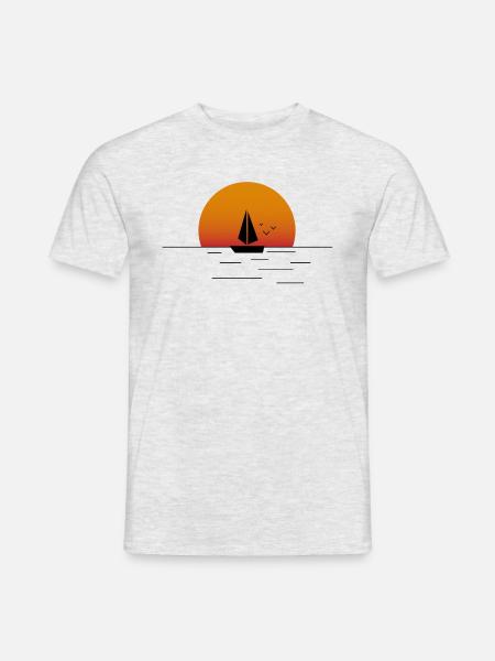 Segelboot am Meer - Männer T-Shirt - Grau meliert