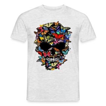 head of death butterfly skull shape skull fantasy - Men's T-Shirt - heather grey - Front - AI Model Male 178 dark (178cm)