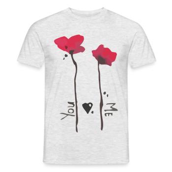 poppies and love - Men's T-Shirt - heather grey - Front - AI Model Male 178 dark (178cm)