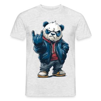 Rockiger Panda mit "Rock On"-Pose - Männer T-Shirt - Grau meliert - Vorne - AI Model Male 178 dark (178cm)