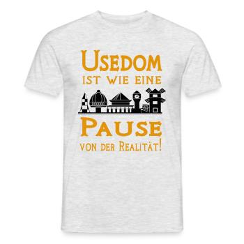 Usedom Auszeit - Männer T-Shirt - Grau meliert - Vorne - AI Model Male 178 dark (178cm)