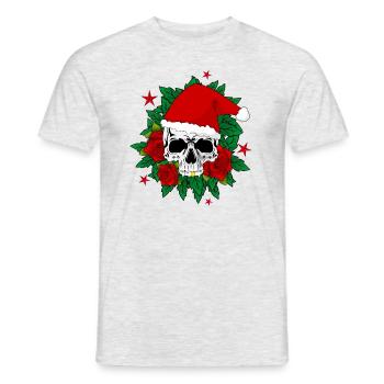 X mas skull - Men's T-Shirt - heather grey - Front - AI Model Male 178 dark (178cm)