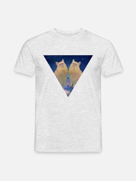 GALAXY KATZEN KATZENFREUNDE CATS KÄTZCHEN GESCHENK - Männer T-Shirt - Grau meliert