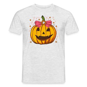 Halloween Pumpkin, Coquette Bow, Fall season - Men's T-Shirt - heather grey - Front - AI Model Male 178 dark (178cm)