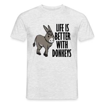 Leben mit Eseln Zitat Baby Esel - Männer T-Shirt - Grau meliert - Vorne - AI Model Male 178 dark (178cm)