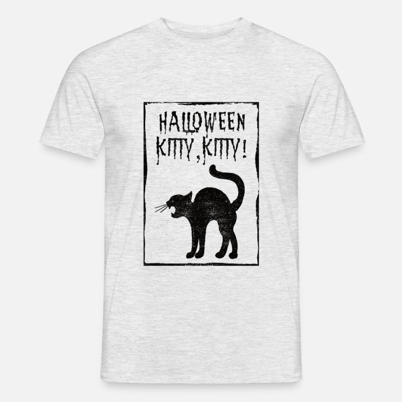 Halloween Katze Kätzchen - Männer T-Shirt - Grau meliert