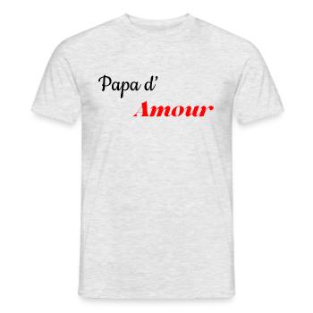 papa d amour - T-shirt homme - gris chiné - Devant - AI Model Male 178 dark (178cm)