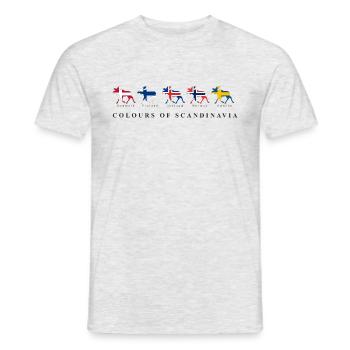 COLOURS OF SCANDINAVIA Elch Flaggen Skandinavien - Männer T-Shirt - Grau meliert - Vorne - AI Model Male 178 dark (178cm)