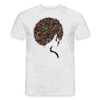Juneteenth Black Woman Butterfly Afro Juneteenth - Männer T-Shirt - Grau meliert - Vorne - AI Model Male 178 dark (178cm)