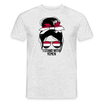 Ich stehe mit dem jemen chaotischen Br�tchen -Jeme - Männer T-Shirt - Grau meliert - Vorne - AI Model Male 178 dark (178cm)