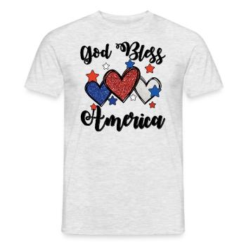 Gott segne Amerika patriotische USA Herzen 4. Juli - Männer T-Shirt - Grau meliert - Vorne - AI Model Male 178 dark (178cm)