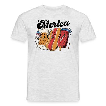 Merica 4. Juli Mug Hotdog Eis Eis am 4. Juli lusti - Männer T-Shirt - Grau meliert - Vorne - AI Model Male 178 dark (178cm)
