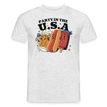 Party in den USA 4. Juli Bier Hotdog Eis am Stiel - Männer T-Shirt - Grau meliert - Vorne - AI Model Male 178 dark (178cm)