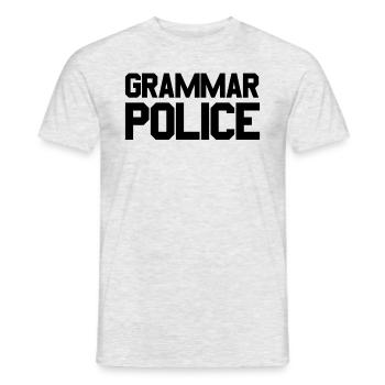 Grammatikpolizeikost�m Halloween Grammatikpolizei - Männer T-Shirt - Grau meliert - Vorne - AI Model Male 178 dark (178cm)