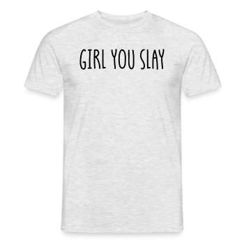 M�dchen, du t�tete Motivation Frauen M�dchen du t� - Männer T-Shirt - Grau meliert - Vorne - AI Model Male 178 dark (178cm)