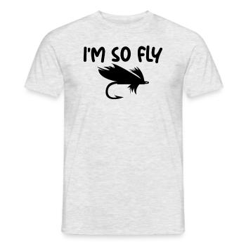Ich fliege so lustiger Angler Fliegenfischerfische - Männer T-Shirt - Grau meliert - Vorne - AI Model Male 178 dark (178cm)